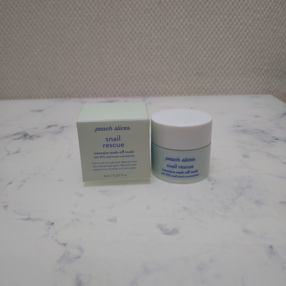 NEW NIB Peach Slices Snail Rescue Intensive Wash Off Mask Travel Mini 6ml/0.2oz